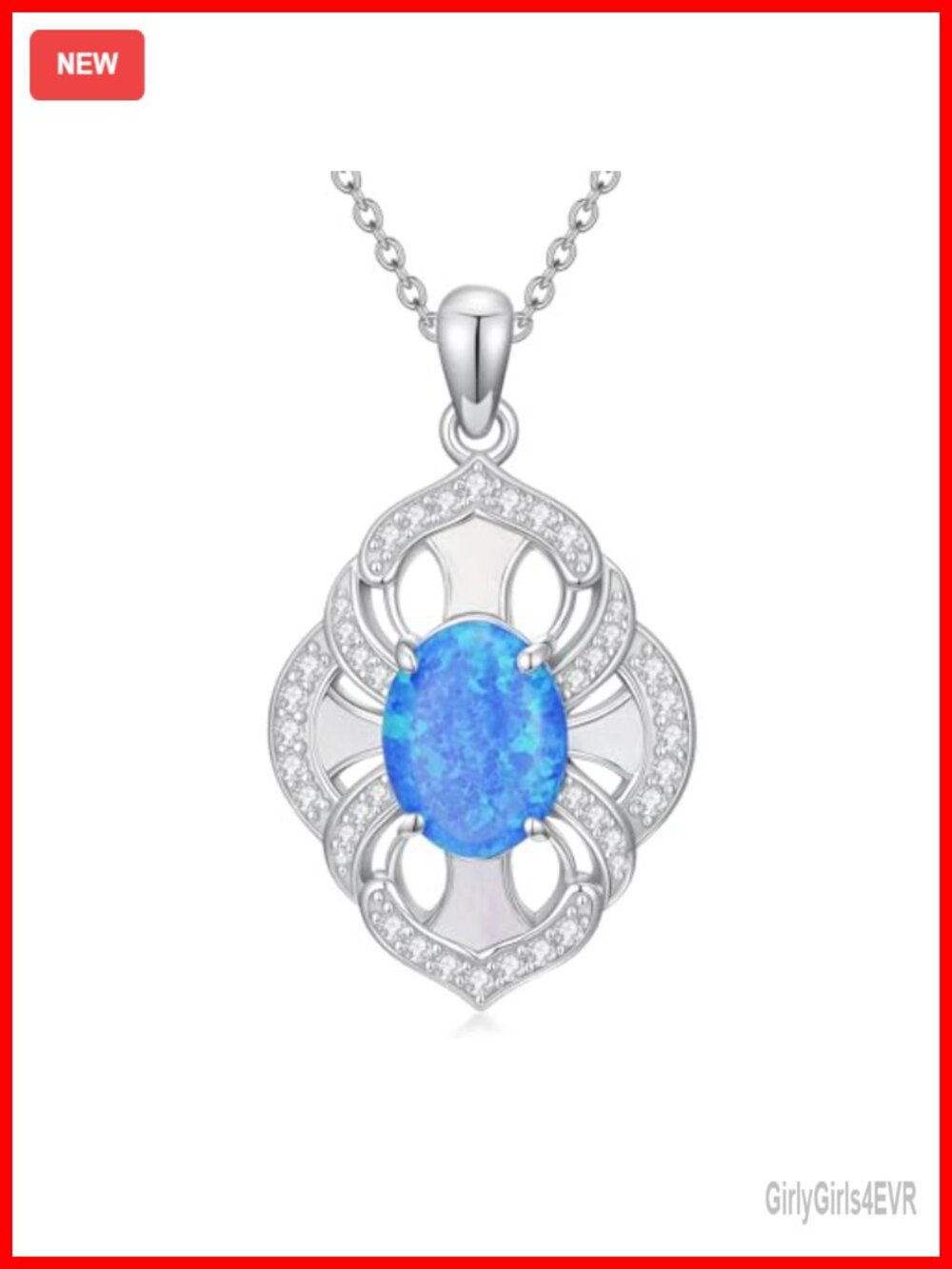 925 Sterling Silver Oval Opal Pendant Necklace Women
